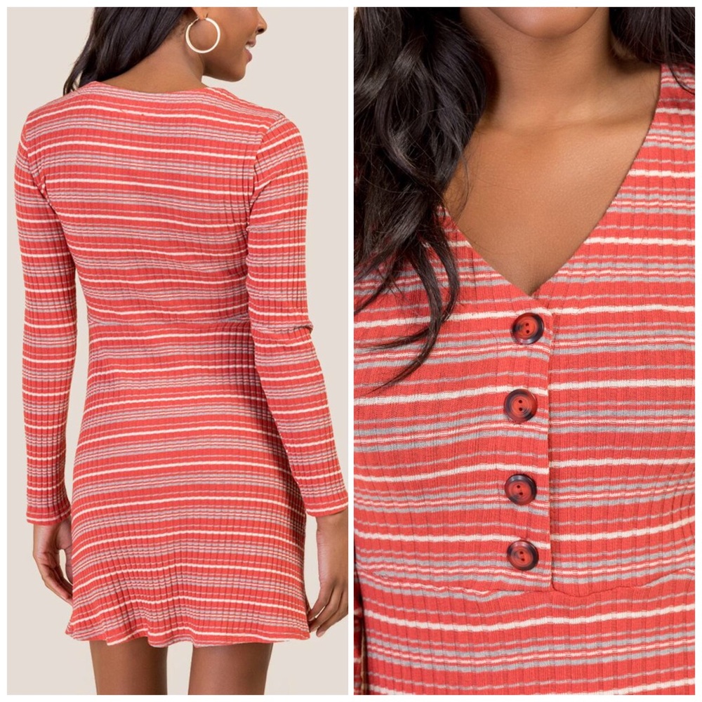 Alya Striped Button Front Dress - Picture 2 of 6